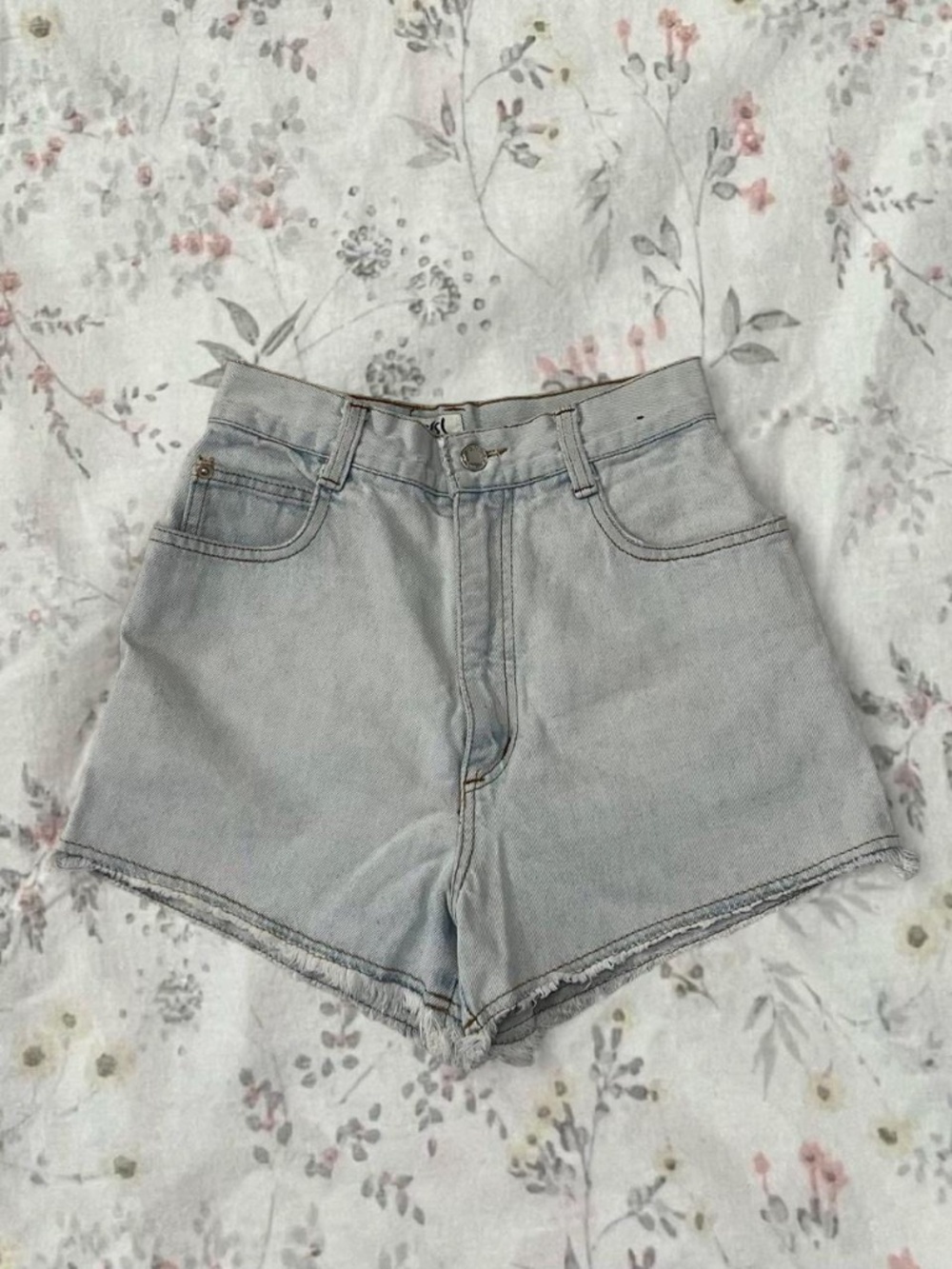 Vintage 90s Steel Shorts High Waisted Denim 100% Cotton Made in USA Light Wash